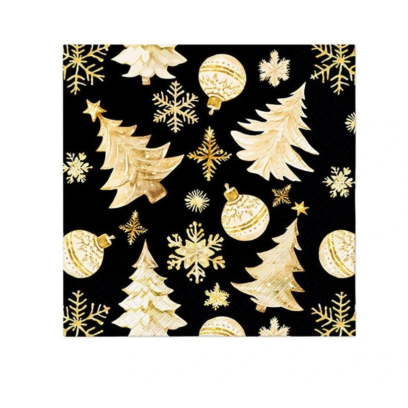 Black Christmas Tree Napkins