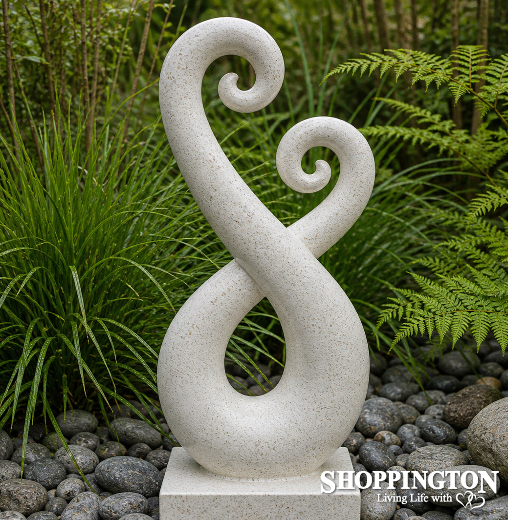 Garden Sculpture - Terrazzo - Eternal Koru/White