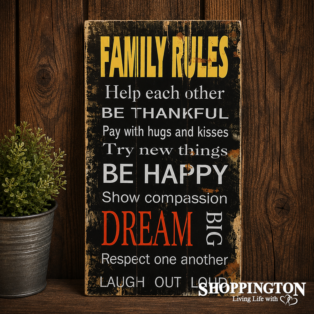 MDF Wooden Sign - Family Rules
