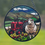 Stained Glass Hanger - Tractor & Sheep
